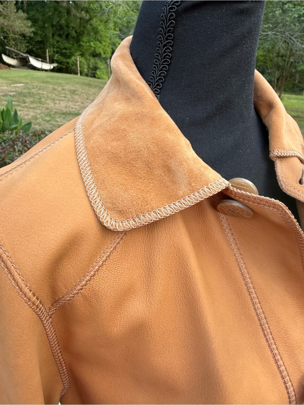 Women’s Tan reversible. Leather and Suede Button-Front Jacket - Picture 8 of 11